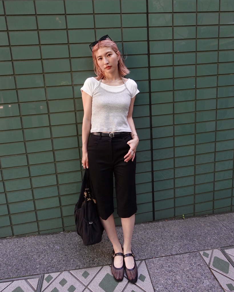 ホルターネックキャミレイヤードハーフTシャツ | ファッション