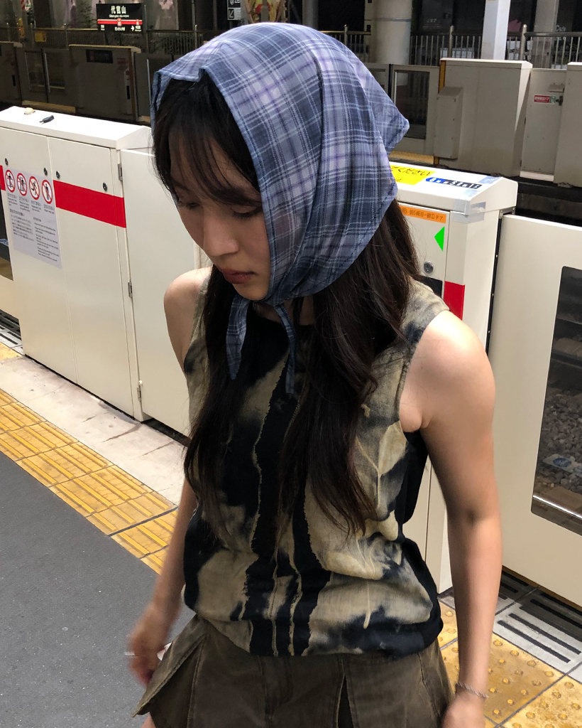 チェックシフォンバブーシュカ | ファッション通販サイト NUGU