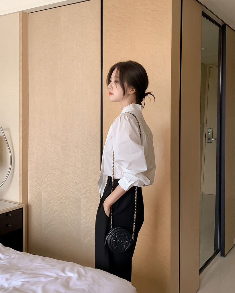 8color) リボン ボウタイ パフスリーブ ブラウス トップス