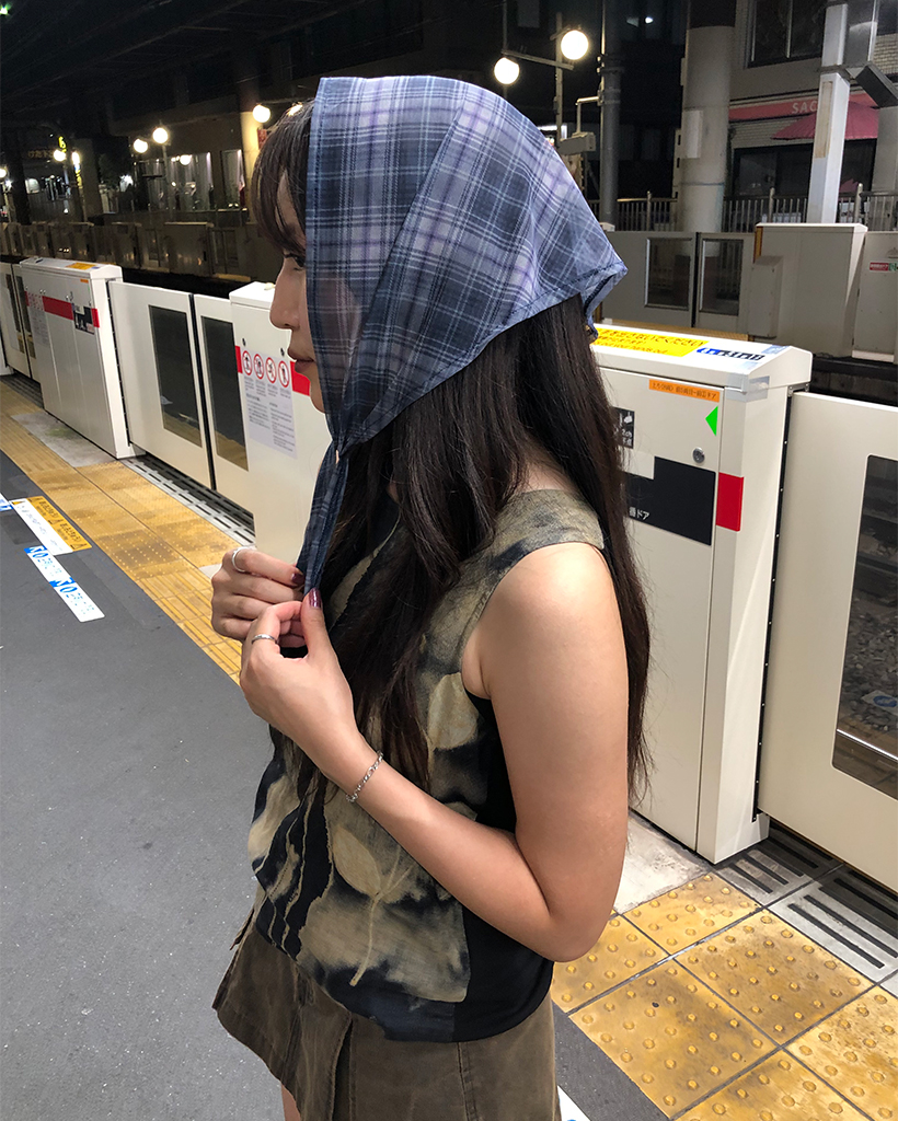 チェックシフォンバブーシュカ | ファッション通販サイト NUGU