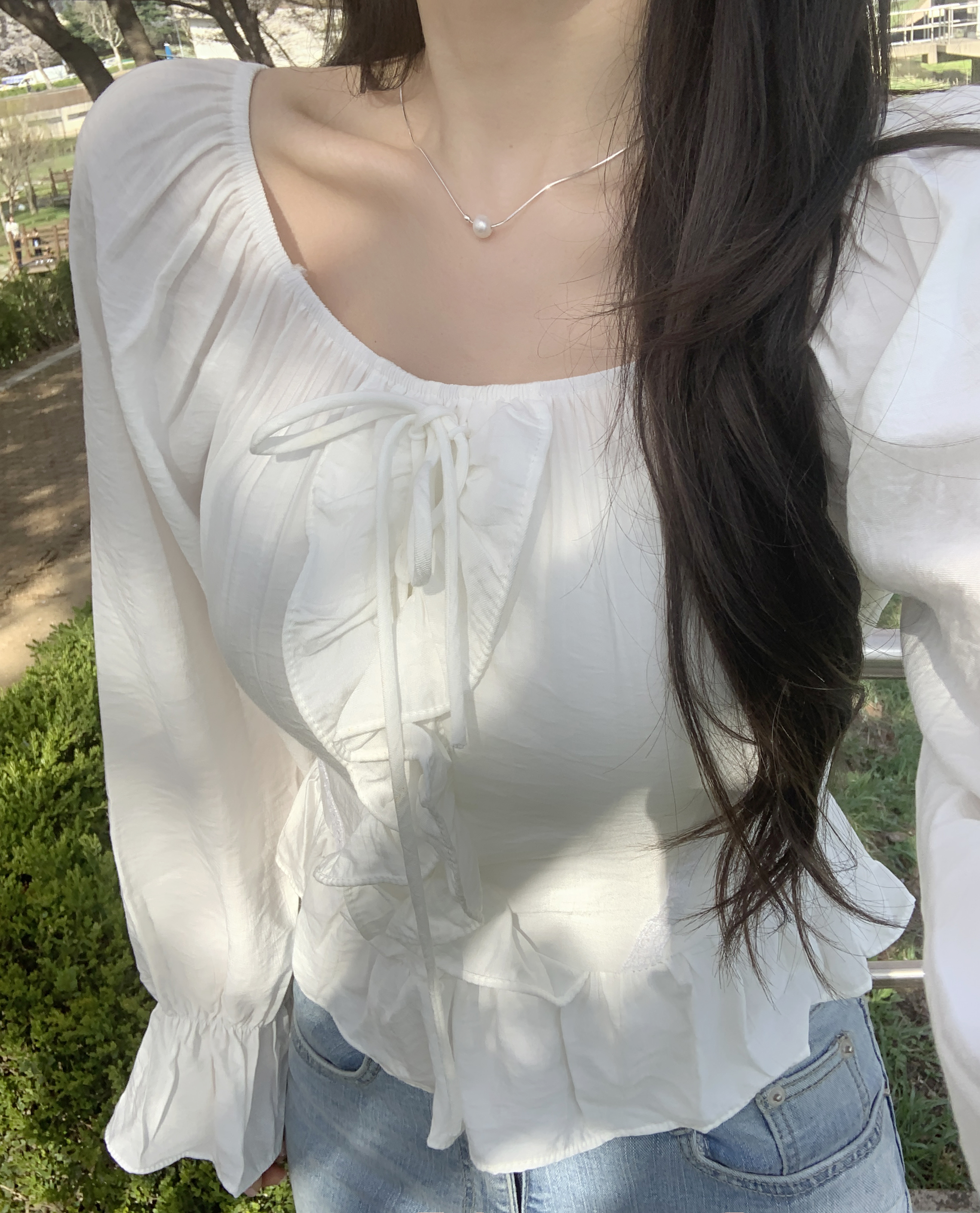 新品未使用✩︎ROUS❤︎袖フリル ブラウス❤︎ホワイト MA*RS】肩開きフリルスライダーブラウス - ホワイト size-F