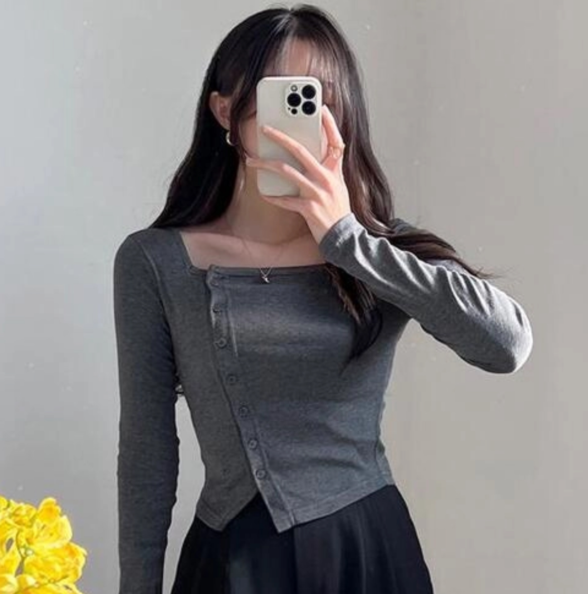 tis様❁専用ページ 4col)秋斜めストライプボタンクロップドTシャツ | ファッション