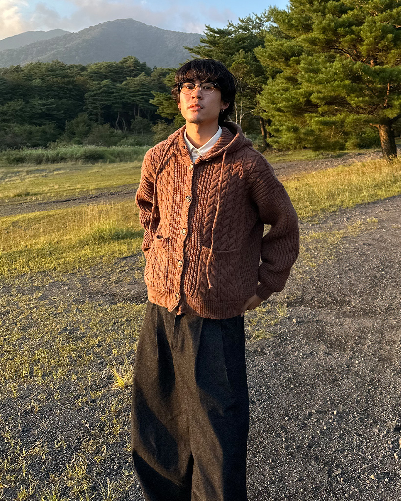 （ユニセックス）ケーブルパーカーカーディガン