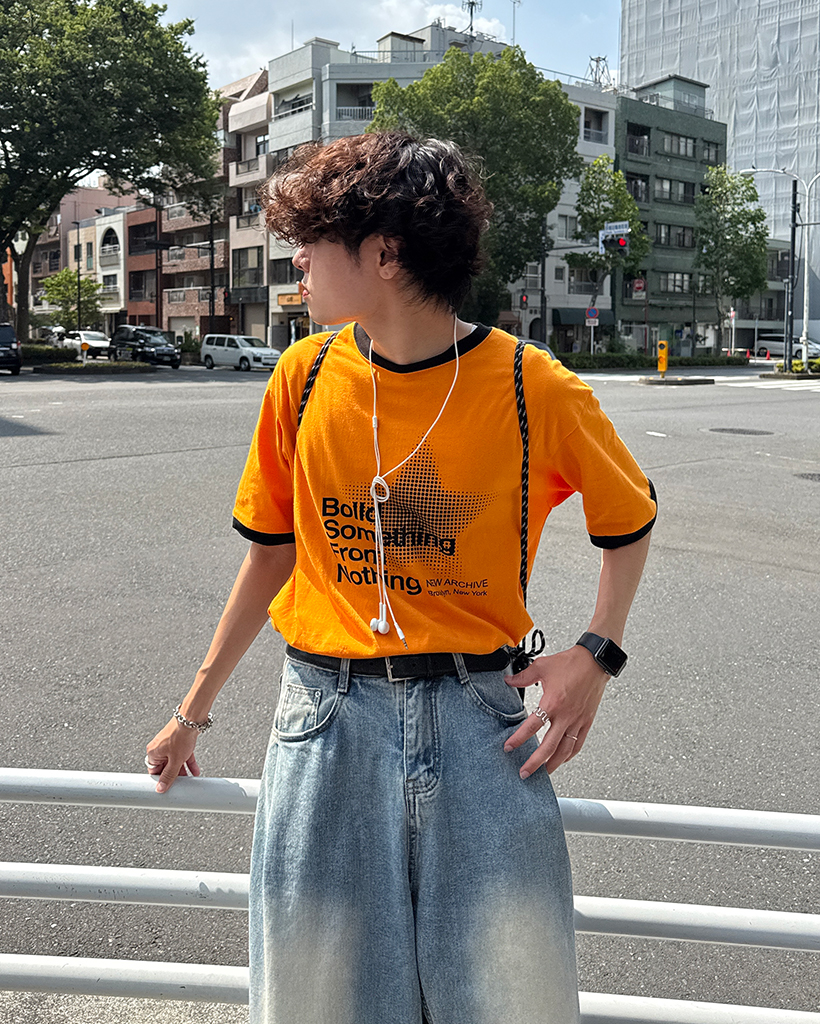 スターレタリングリンガーハーフTシャツ | ファッション通販