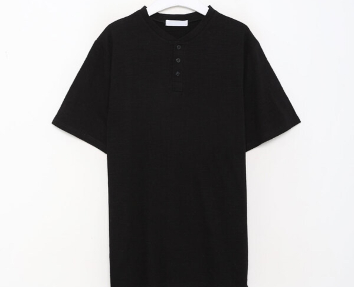 kizukiブラック ヘンリーネック ORIGINAL) ヘンリーネックロングTシャツ | ファッション通販