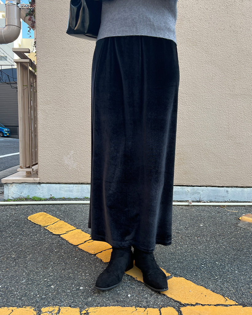 ベロアストリングポイントロングスカート