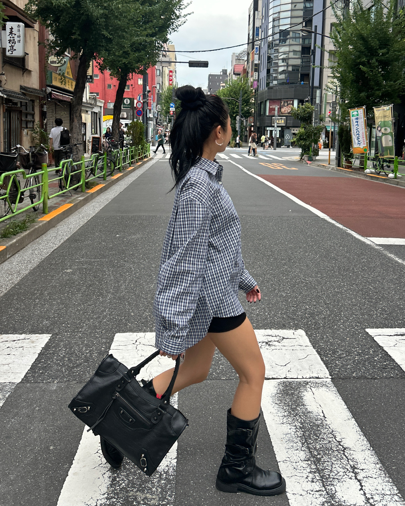 パッチポケットルーズタータンチェックシャツ | ファッション通販