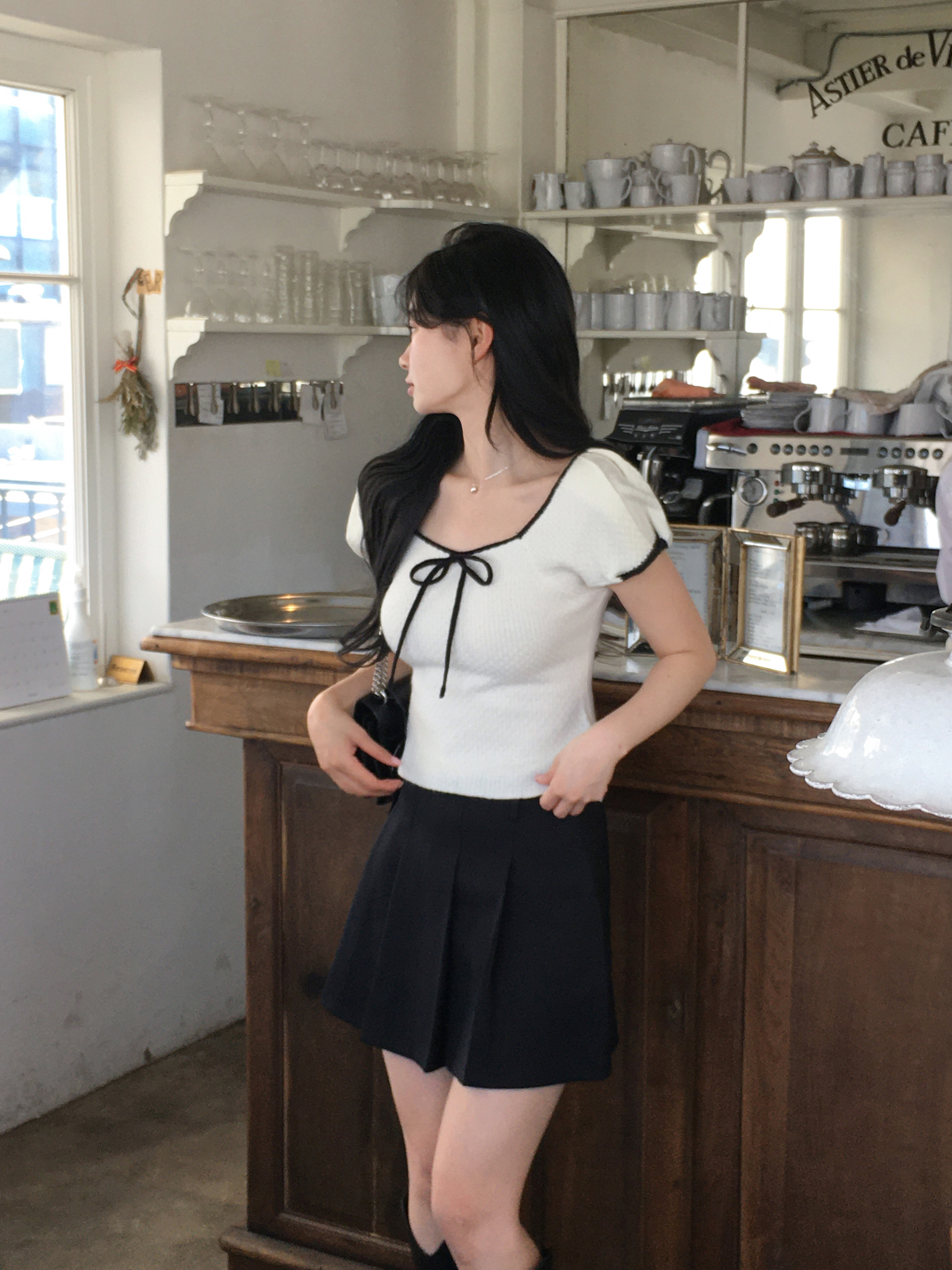 original]リボンバイカラー半袖ニット | ファッション通販サイト