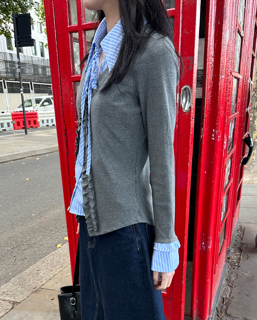 ストライプシャツカーディガンセット | ファッション通販サイト NUGU