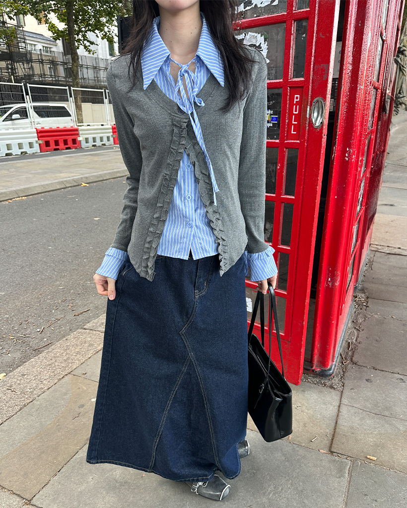 ストライプシャツカーディガンセット | ファッション通販サイト NUGU