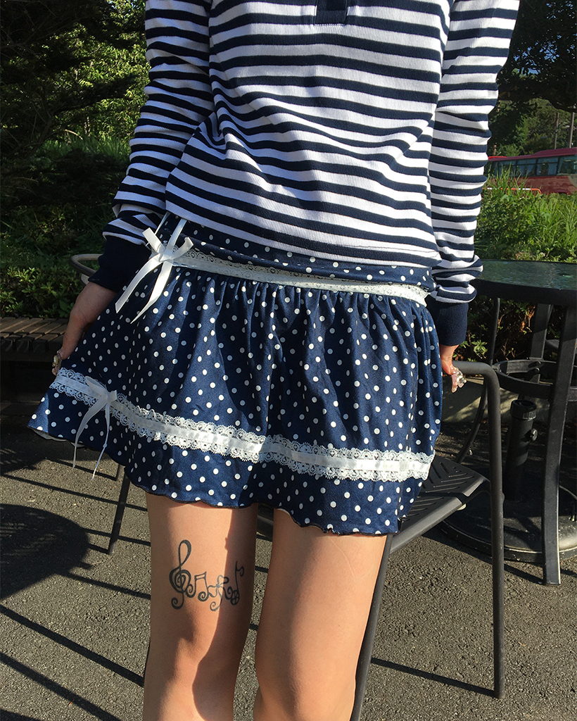 ドットリボンレースティアードマイクロミニスカート | ファッション