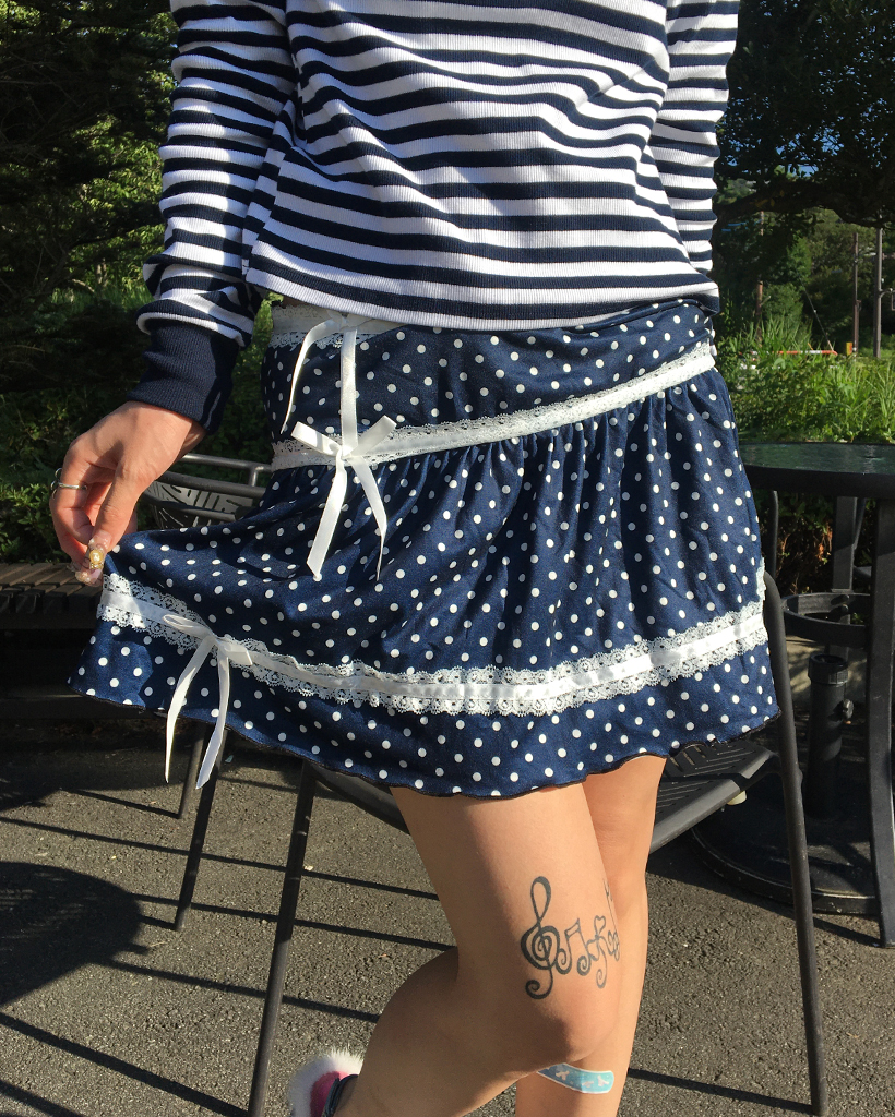 ドットリボンレースティアードマイクロミニスカート | ファッション