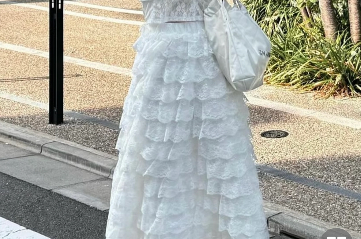 スカート girly lace frill long skirt (white) girly lace frill long skirt | ファッション通販サイト NUGU