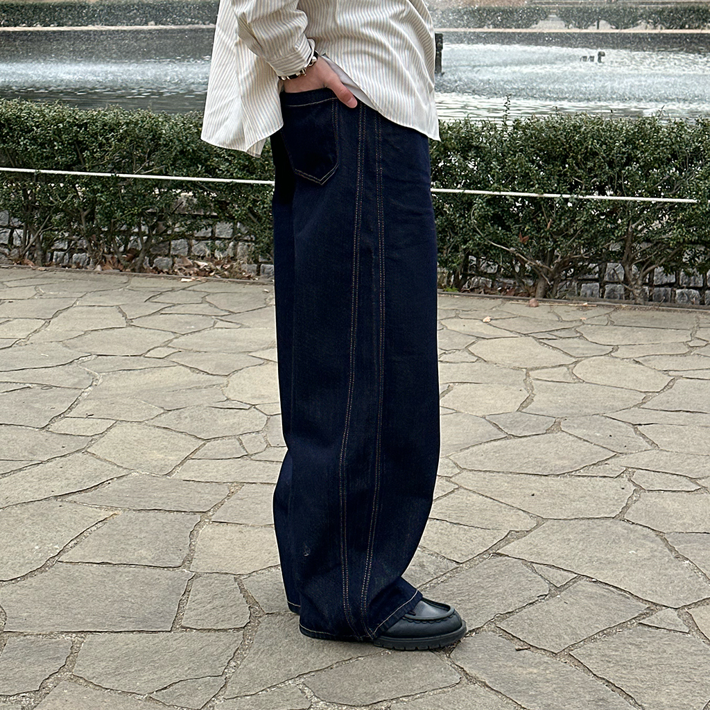 peoplestyle インディゴジーンズ ワイドパンツ baggy ピープルスタイル インディゴジーンズ ワイドパンツ baggy