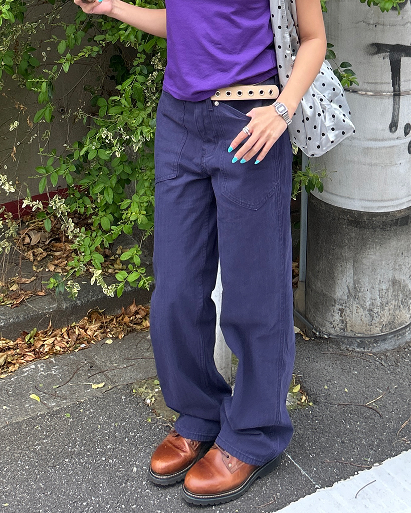 ペンタゴンポケットヘリンボーンストライプコットンパンツ