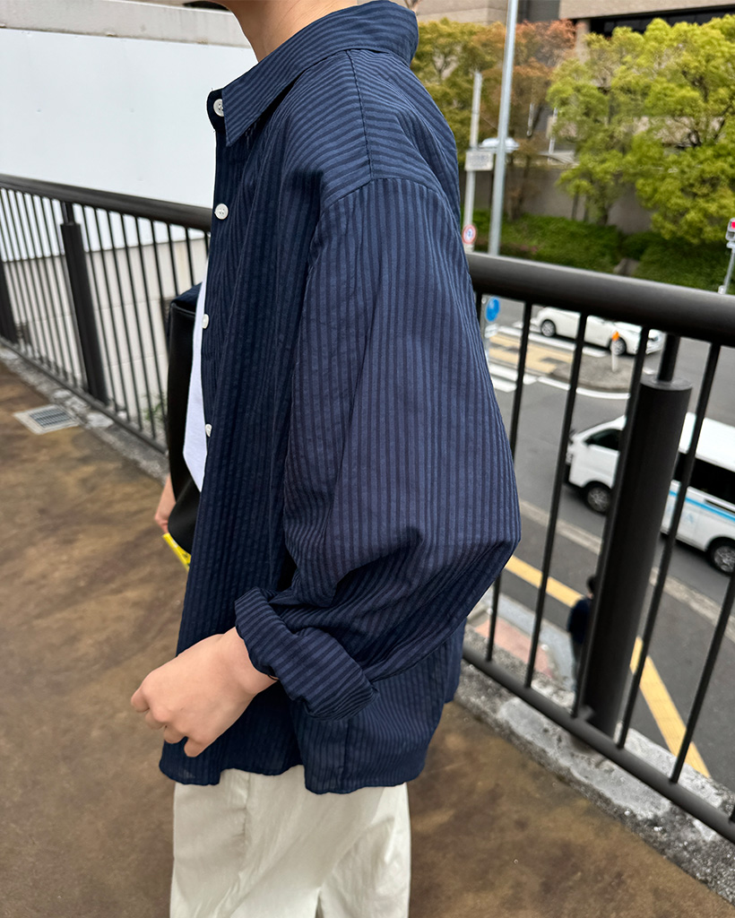 ストライプコットンレーヨンシャツ | ファッション通販サイト NUGU
