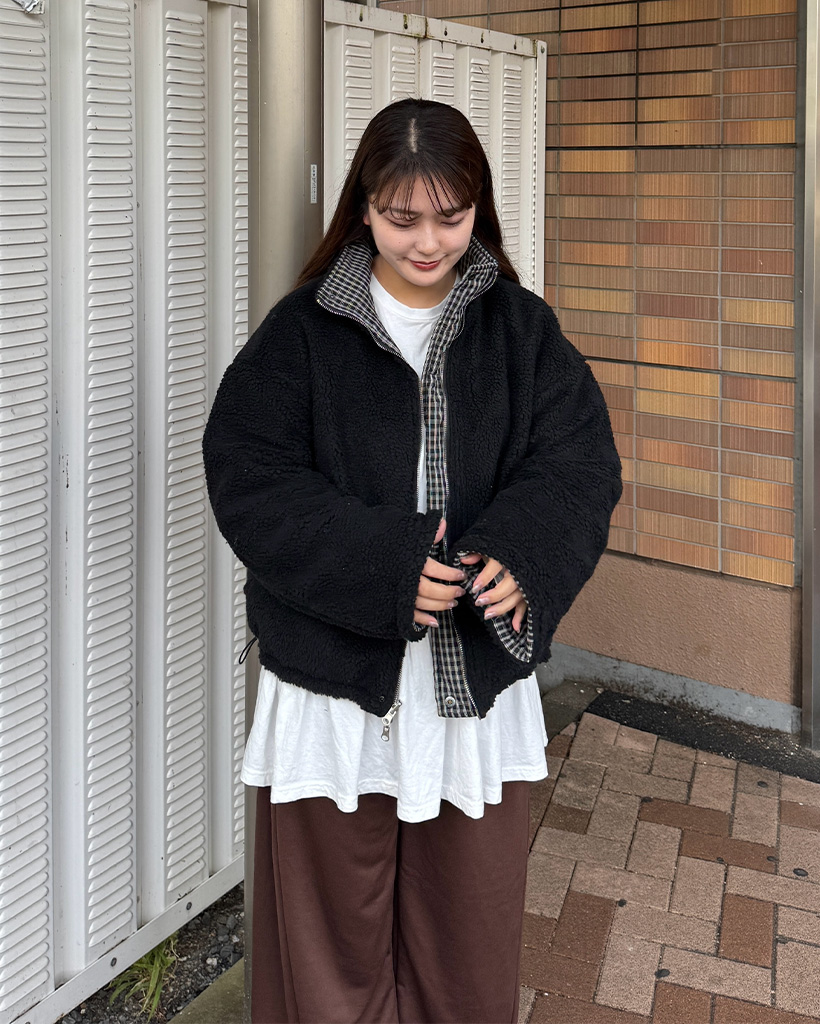 リバーシブルチェック柄フリースジャンパー | ファッション通販サイト NUGU