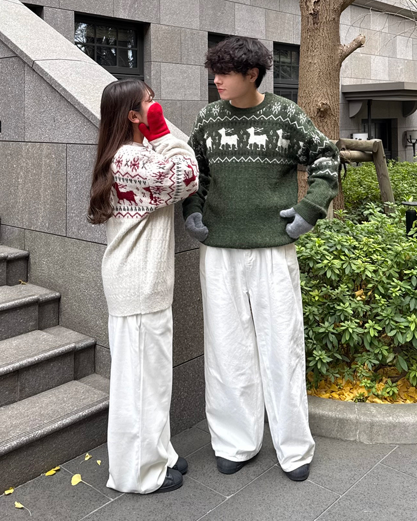 ユニセックス）レインディアノルディックニットセーター