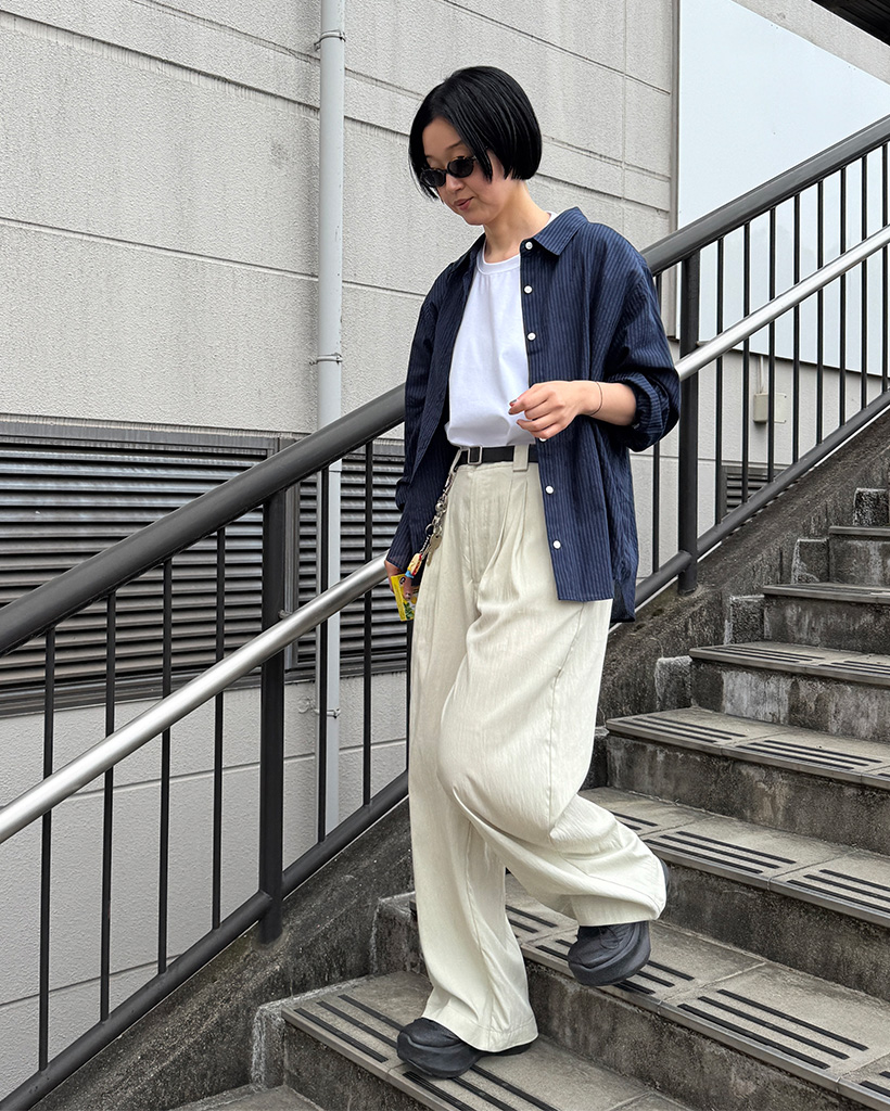シルク絹93% ワイドパンツ　パンツ　カジュアルパンツ　XL ベージュ SALON adam et rope' パンツ シルクイージーワイドパンツ