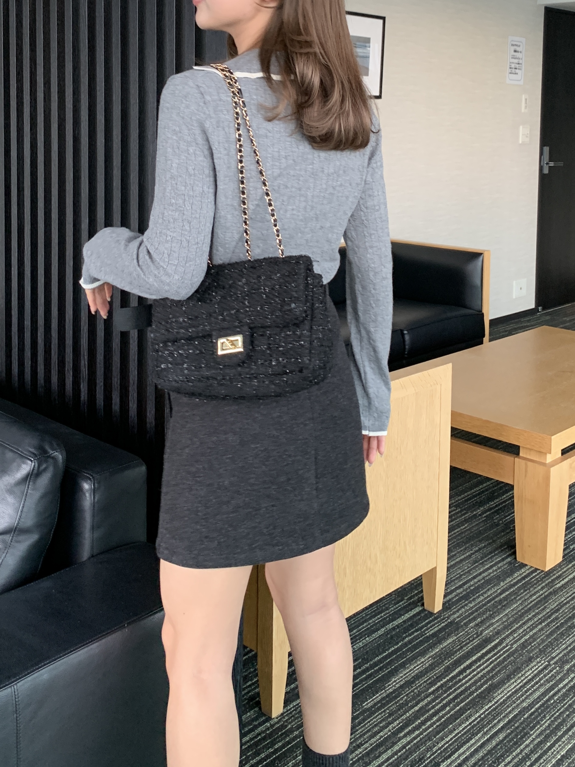 ツイードゴールドバックルバッグ