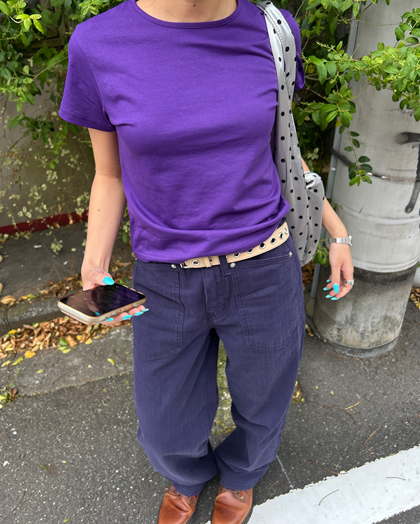 セミクロップドショートスリーブTシャツ