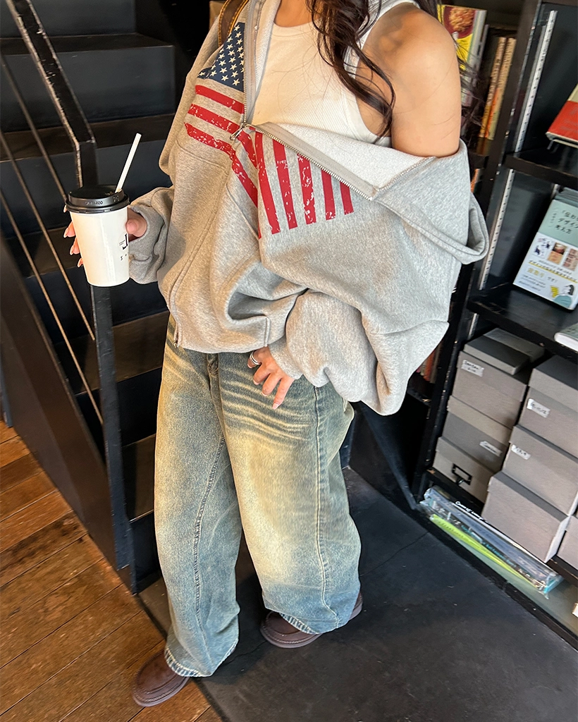ストレートレッグヴィンテージウォッシュパンツ