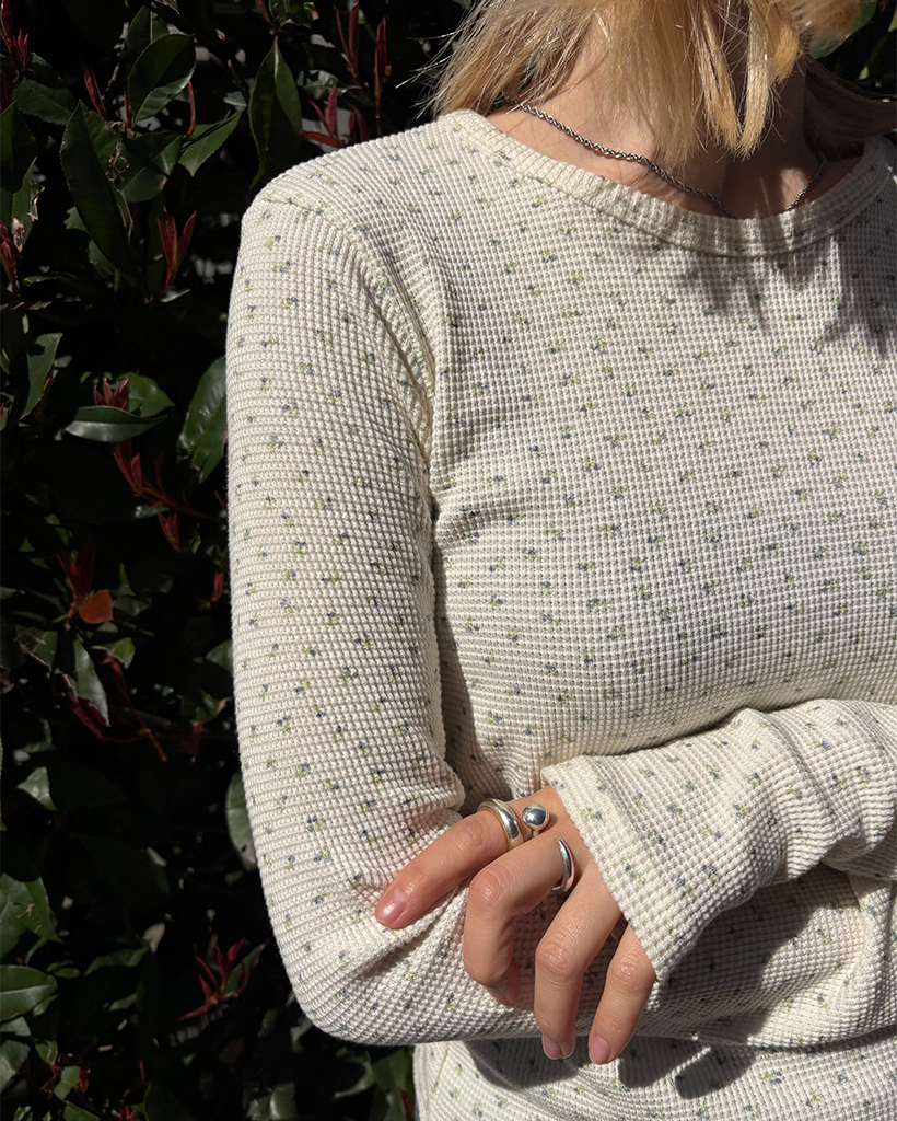 ワッフルロングスリーブカットソー