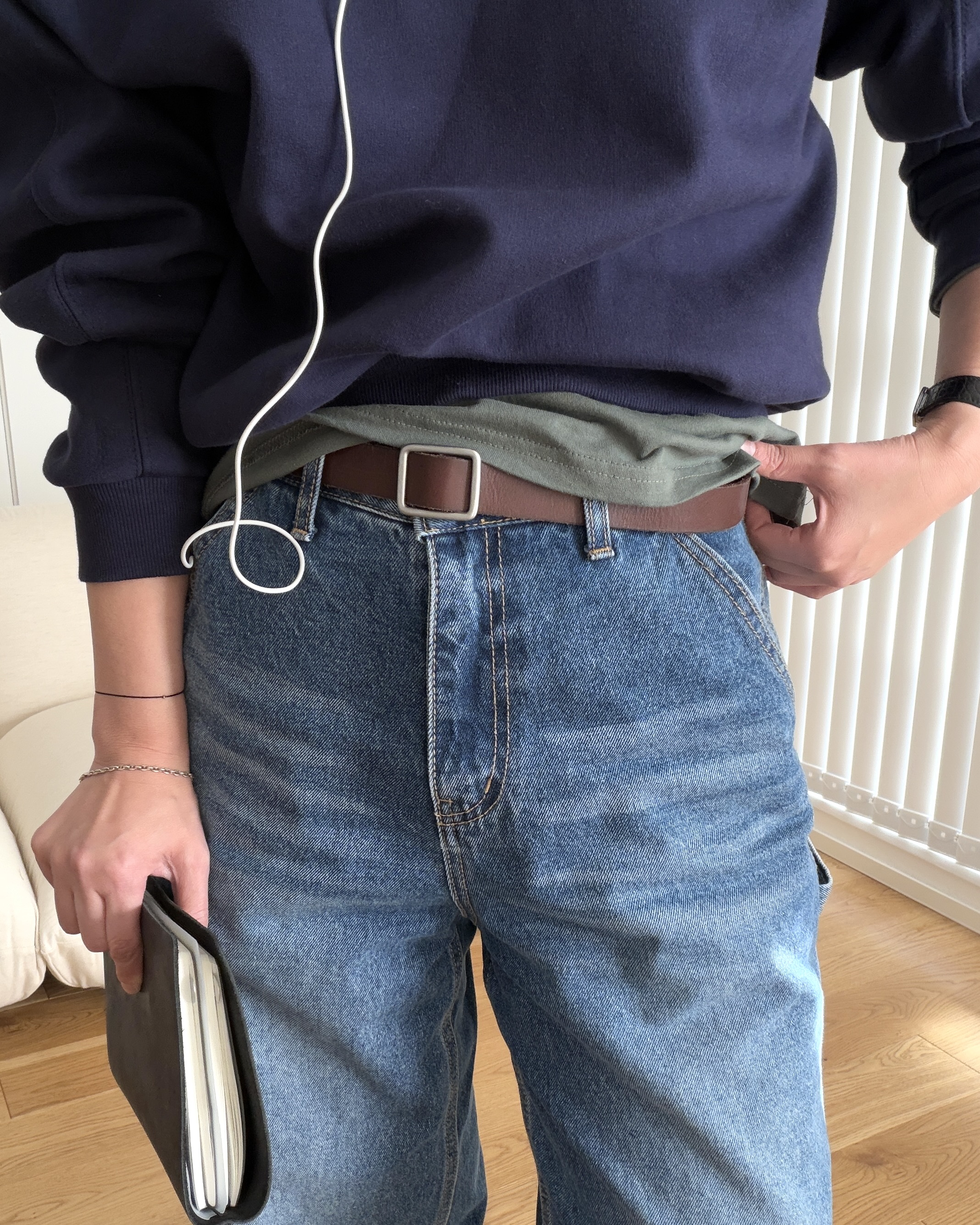 (ORIGINAL) ホールレスレザーベルト(brown)