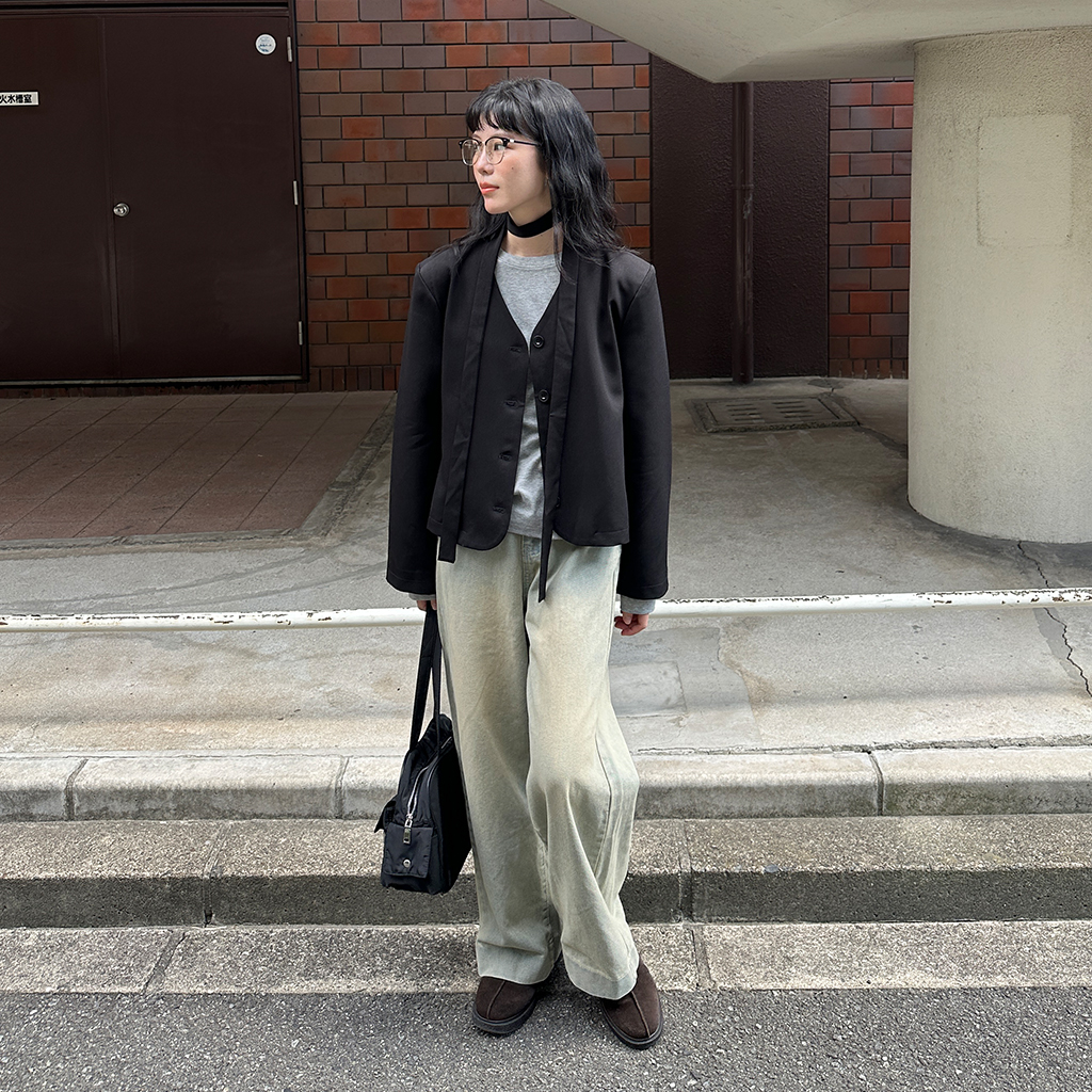 nugu sep19 マフラーセットVネックジャケット マフラーセットVネックジャケット | ファッション通販サイト NUGU