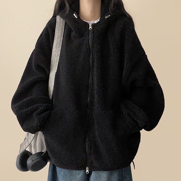 オーバーサイズボアフード付きジップアップ | ファッション通販サイト NUGU
