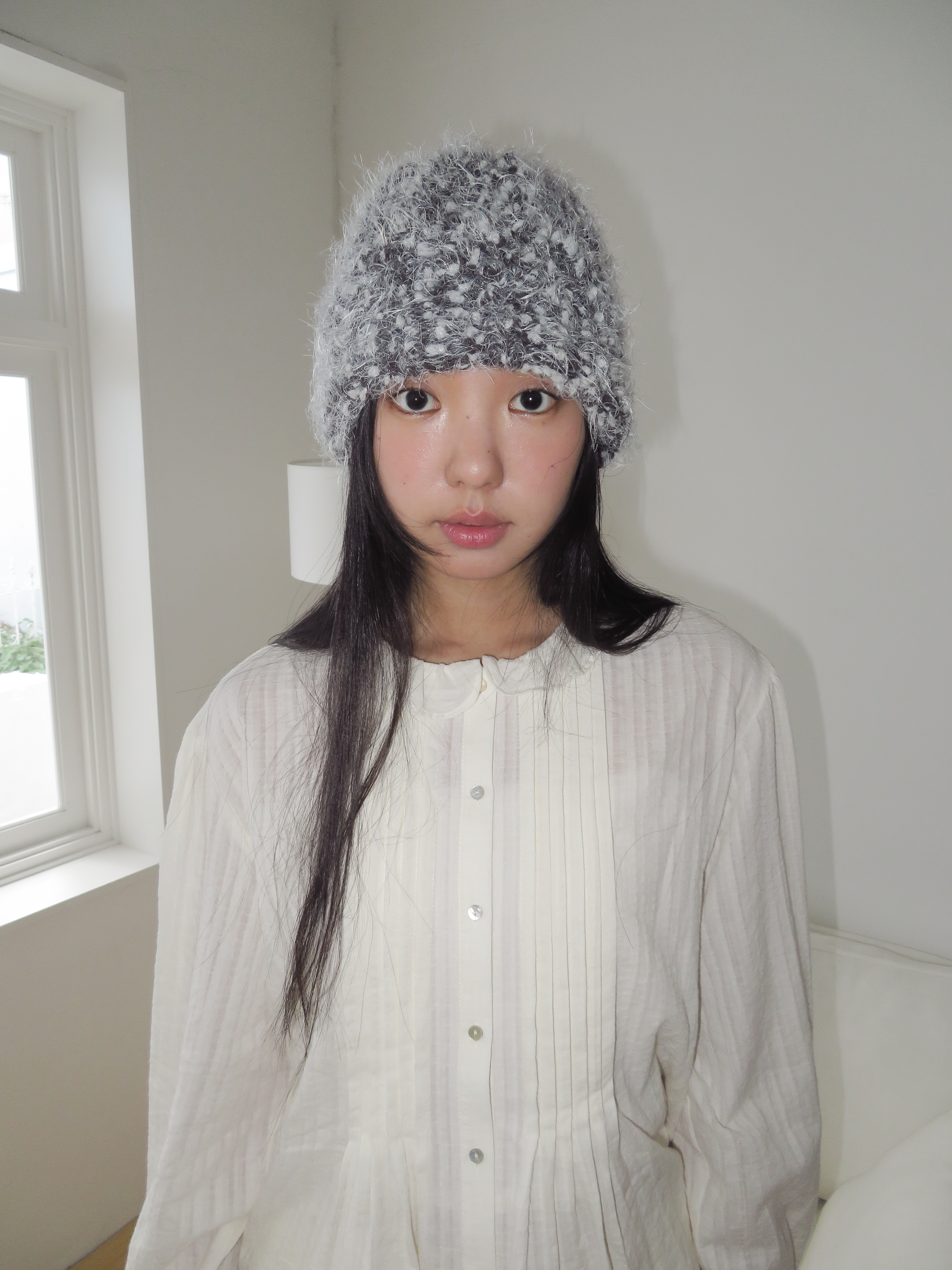 POPCORN KNIT BEANIE, GREY