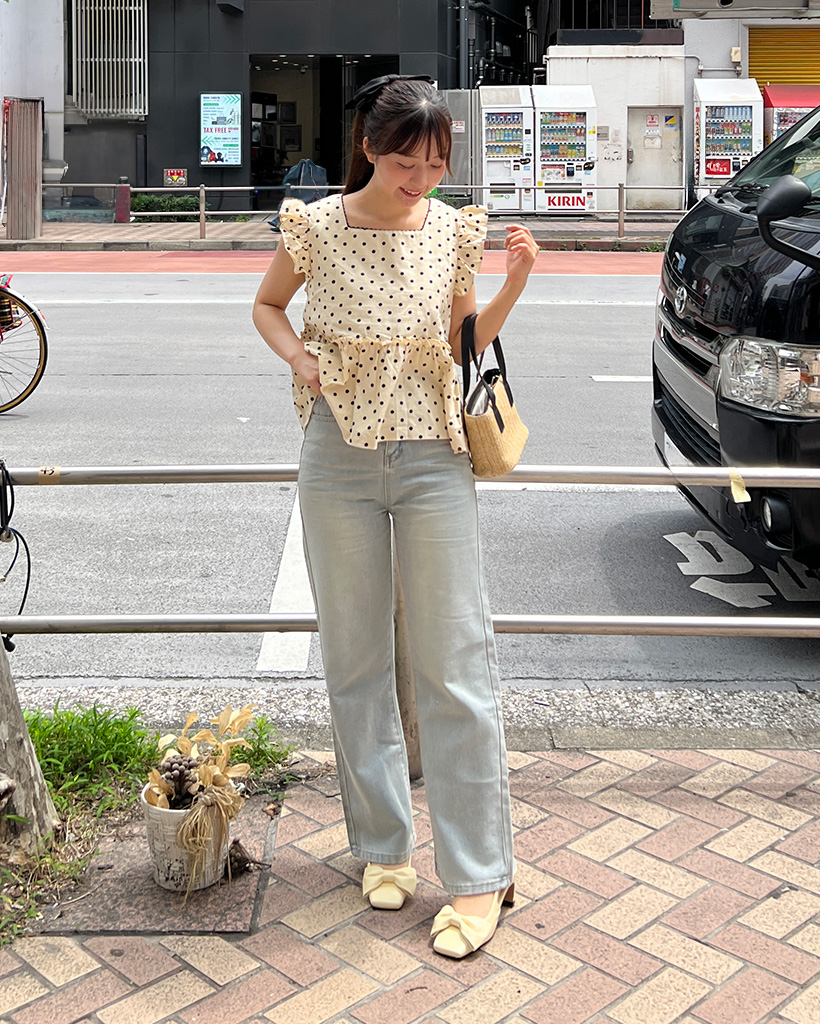 リボンステッチヒップポケットデニムパンツ | ファッション通販サイト NUGU