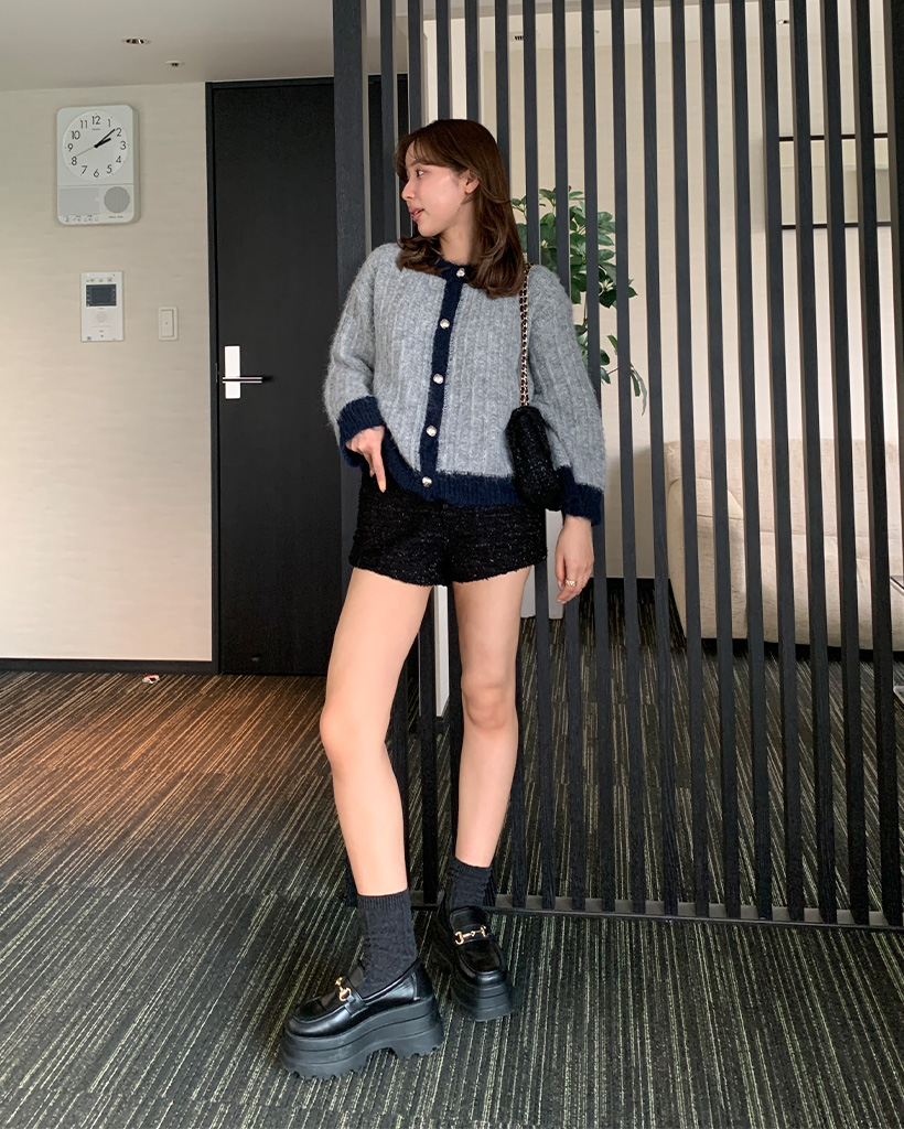 スパンコールツイードショートパンツ