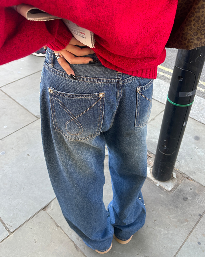 アウトシームスタッズラインワイドデニムパンツ | ファッション通販