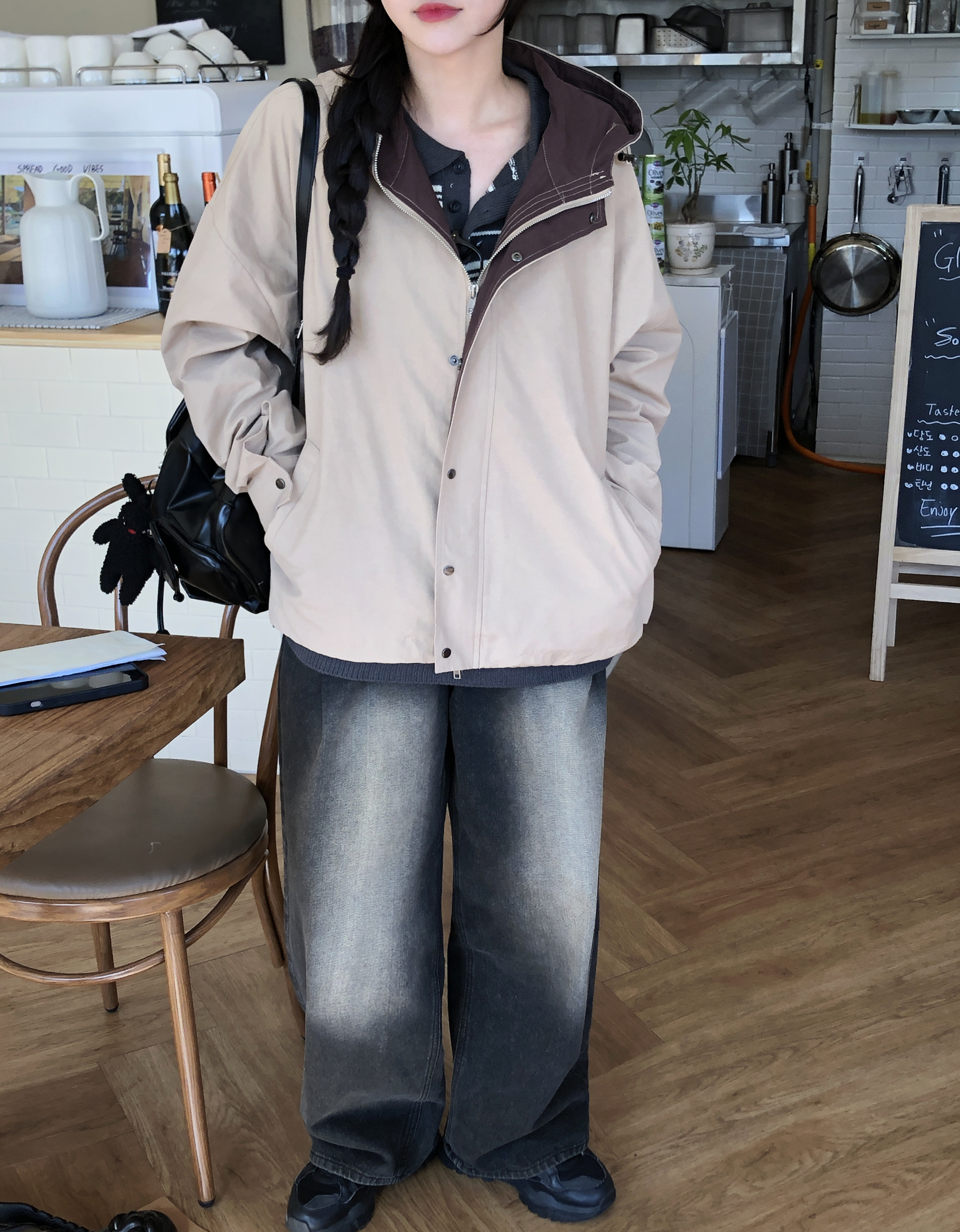 UNISEX]バイカラーフード付きミリタリージャケット | ファッション通販