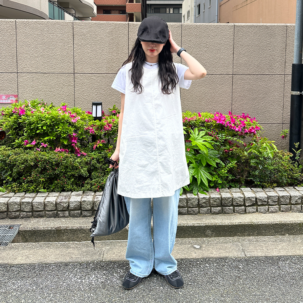 コットンミディワンピース