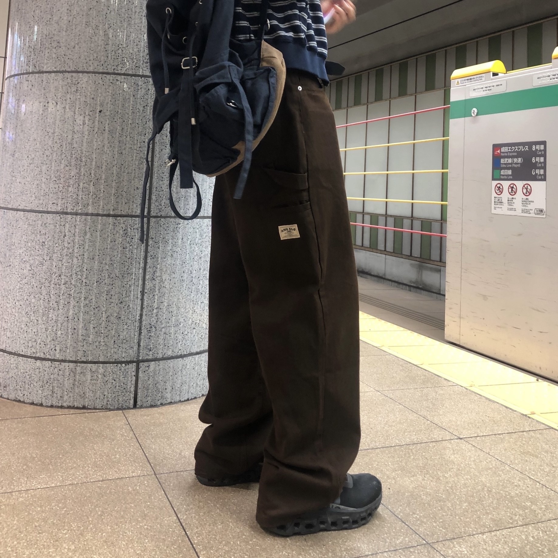 Patch cotton wide pants (4color)