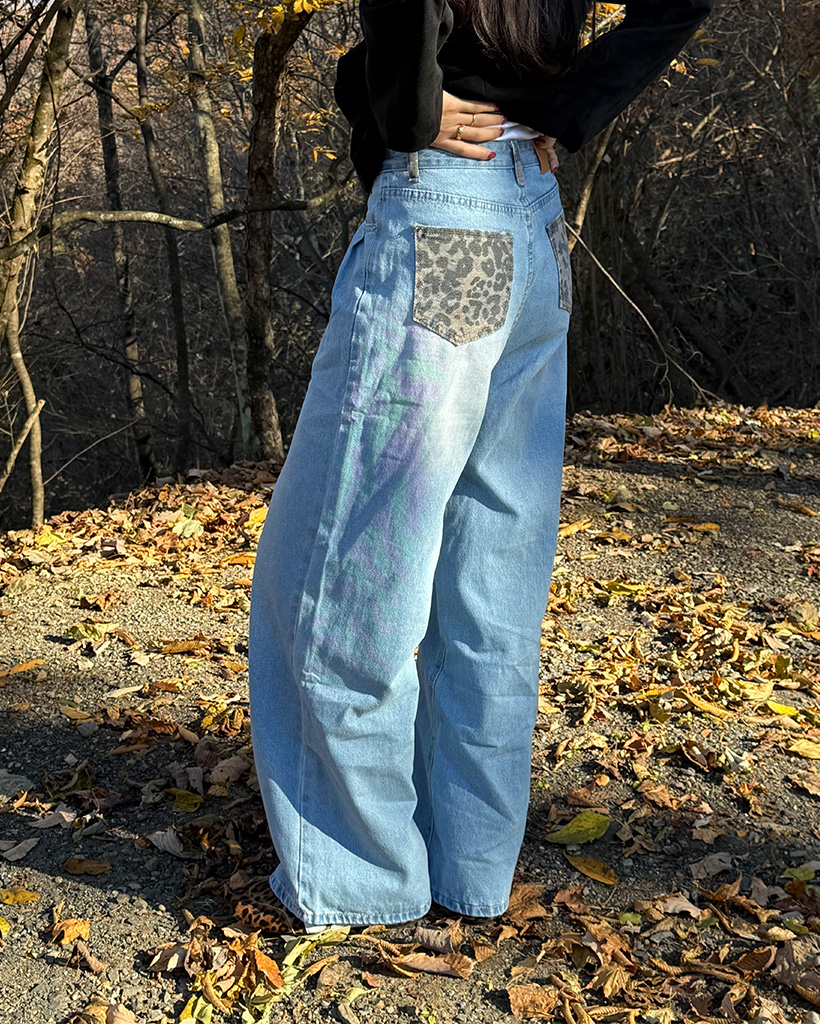 バックヒョウポケットポイントデニムパンツ