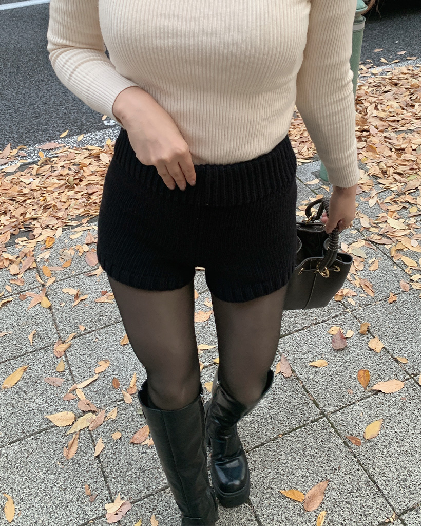 ニットウエストゴムショートパンツ