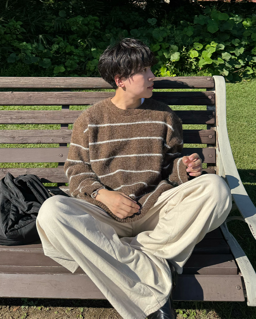 ユニセックス）ビックボーダーラウンドニット | ファッション通販