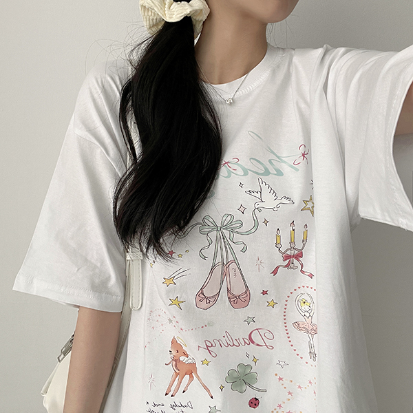 tumugu: OuiプリントオーバーサイズTシャツ オフホワイト SALE 20%OFF】[TC24204]tumugu(ツムグ) ラフィ天竺 プリントT