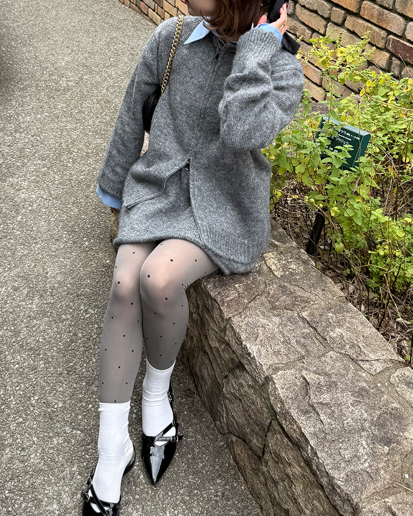 ダブルジップカーディガン＆カットオフミニスカセットアップ
