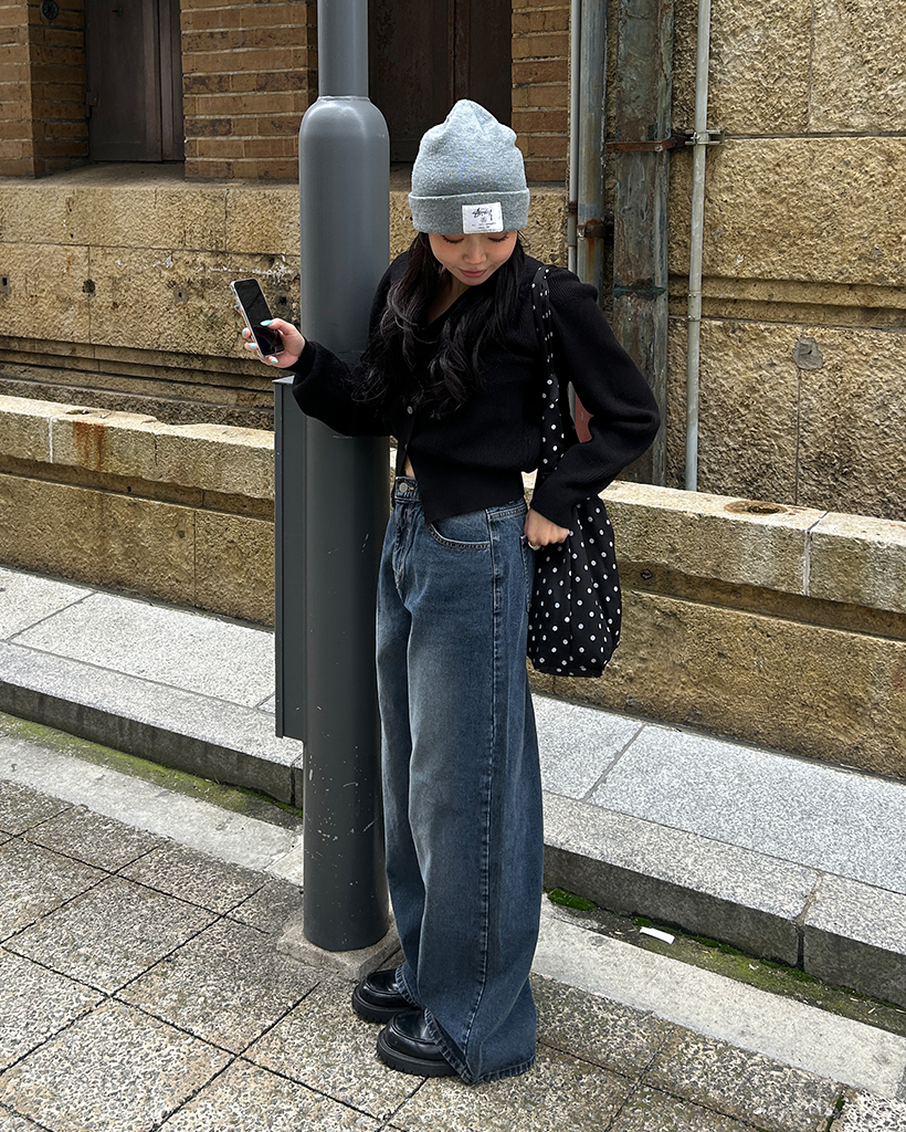 ウォッシュストレートブラックデニムパンツ | ファッション通販