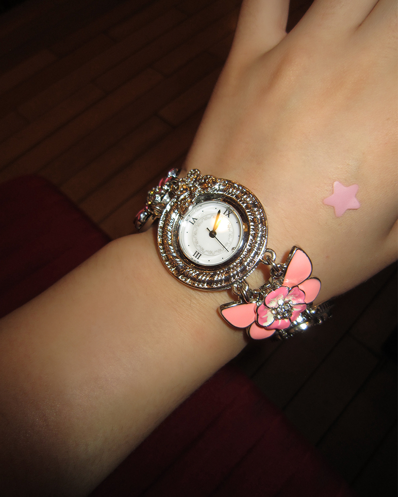 ピンクフラワーアンティークラウンドハンドウォッチ | ファッション