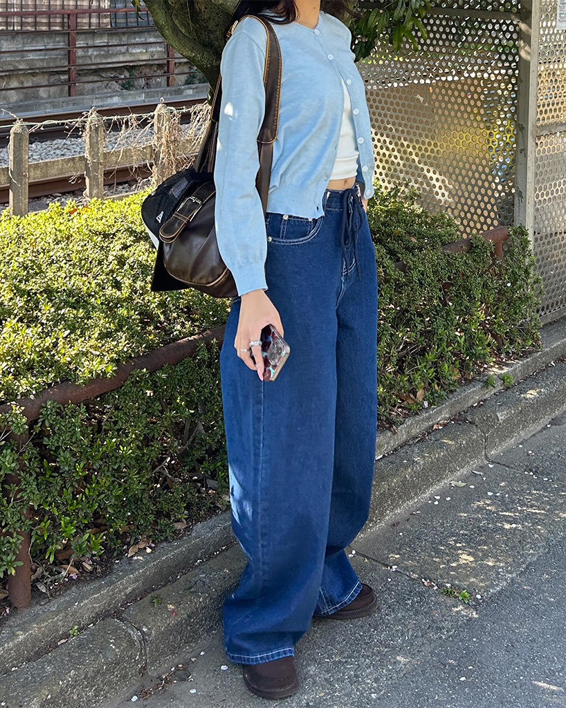 ウエストドローコードストレートデニムパンツ | ファッション通販