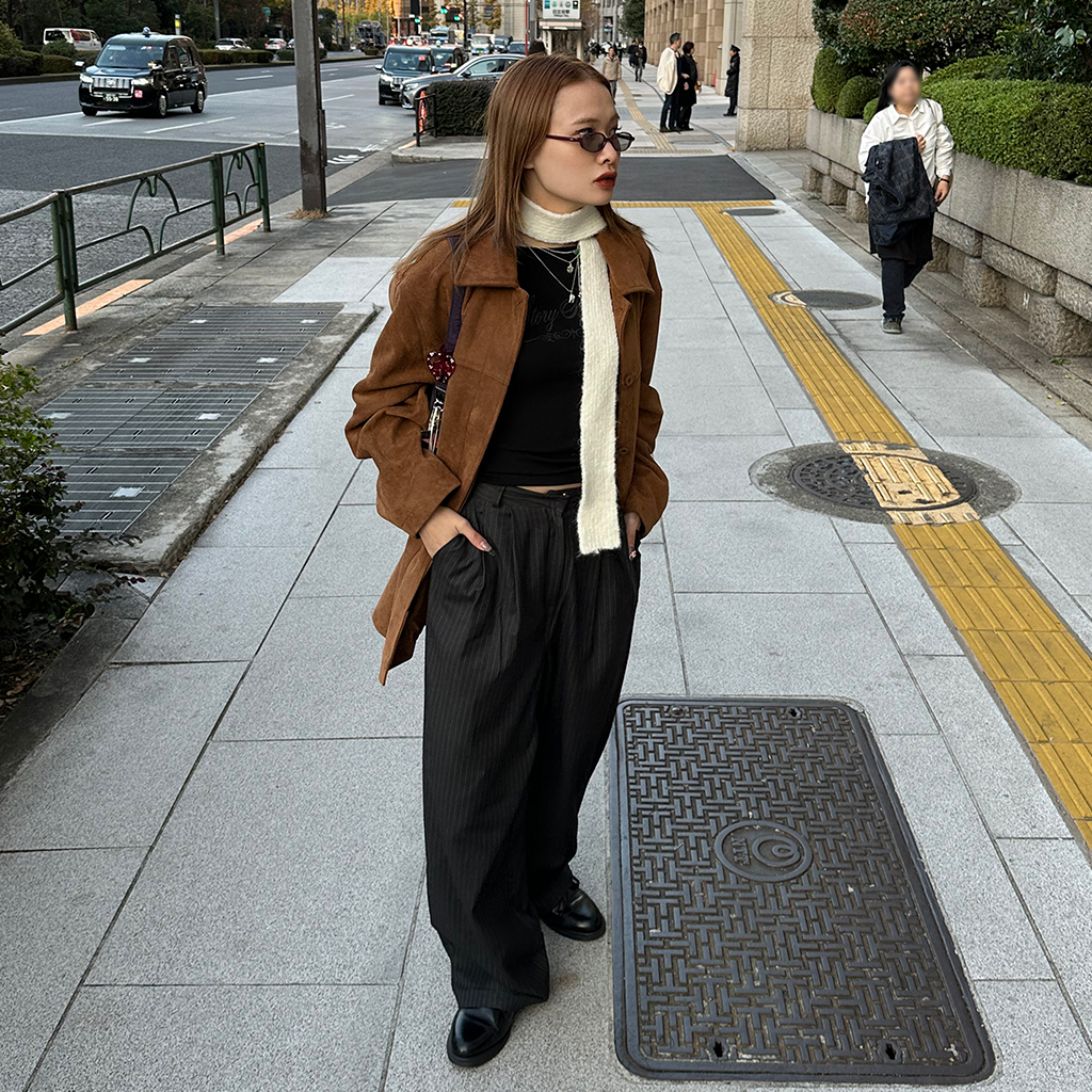 Creekマフラーグレー シンプルロングチョーカーマフラー | ファッション通販サイト NUGU