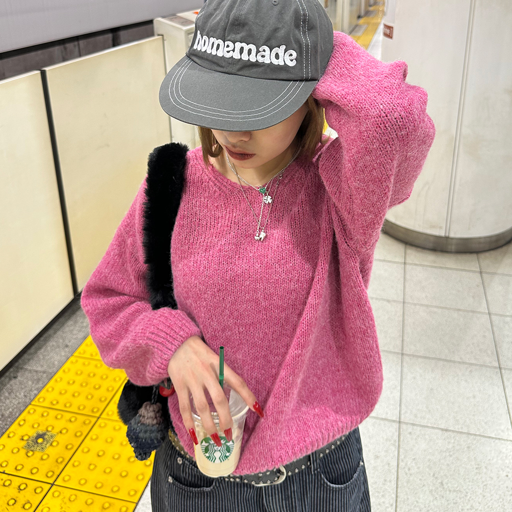 グラスネックウールリブニット