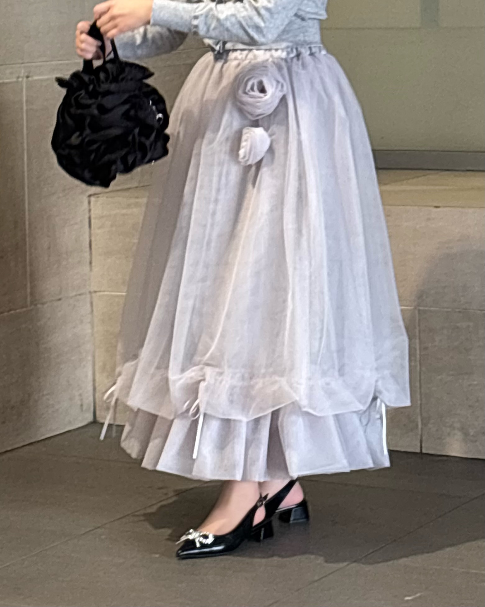 Rose motif ribbon tulle skirt(long) | ファッション通販サイト