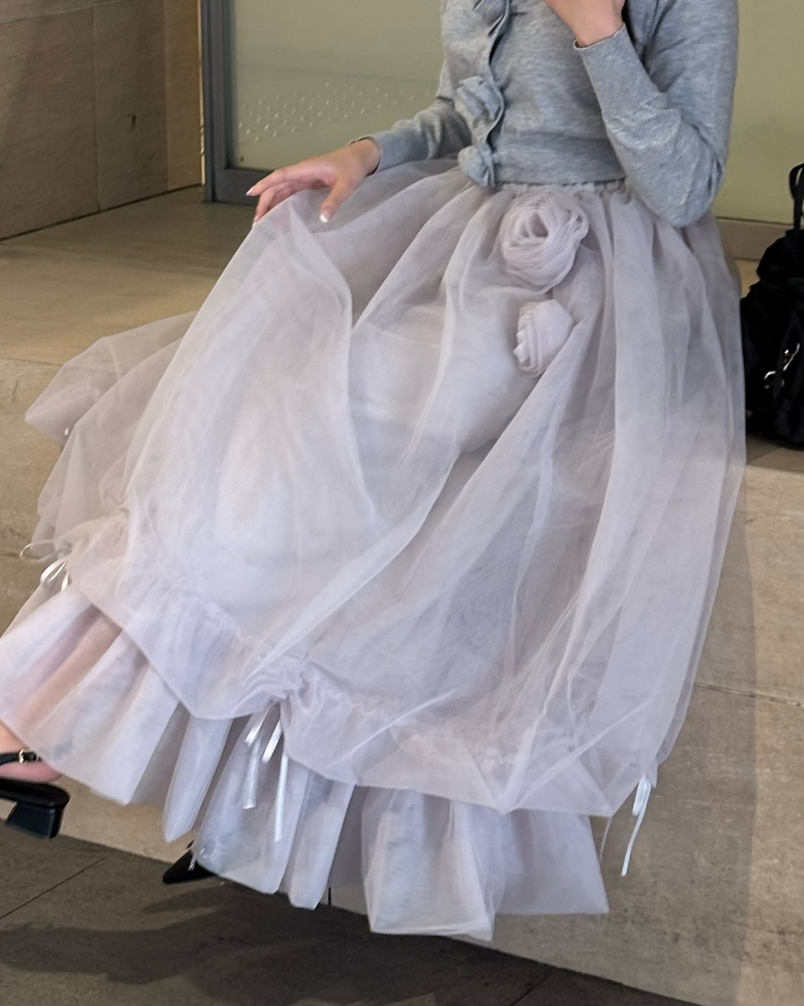 treatürself Rosemotif ribbon tulle skirt Rose motif ribbon tulle skirt(long) | ファッション通販サイト