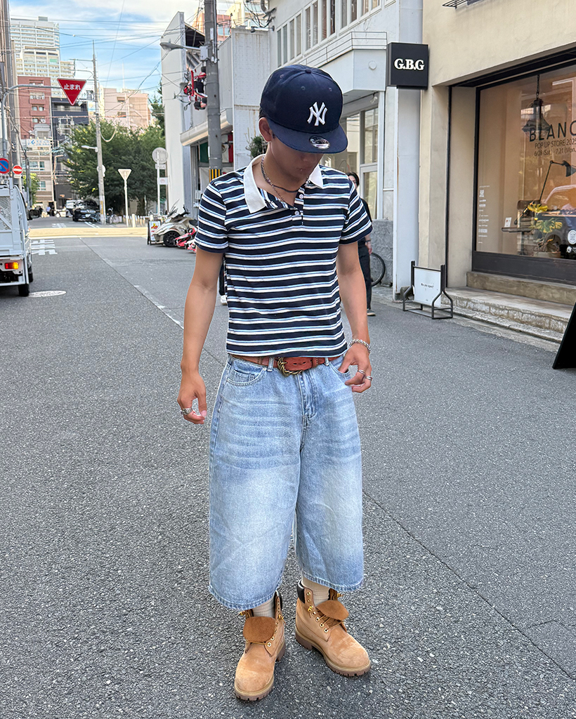 ワイドヒゲウォッシュバミューダデニムパンツ | ファッション